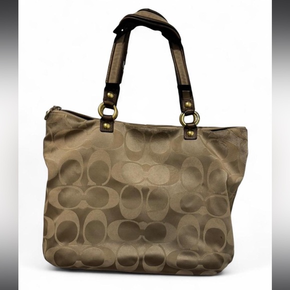 Y2K Coach Gold Poppy Signature Tote with Gold Accents - Picture 2 of 5